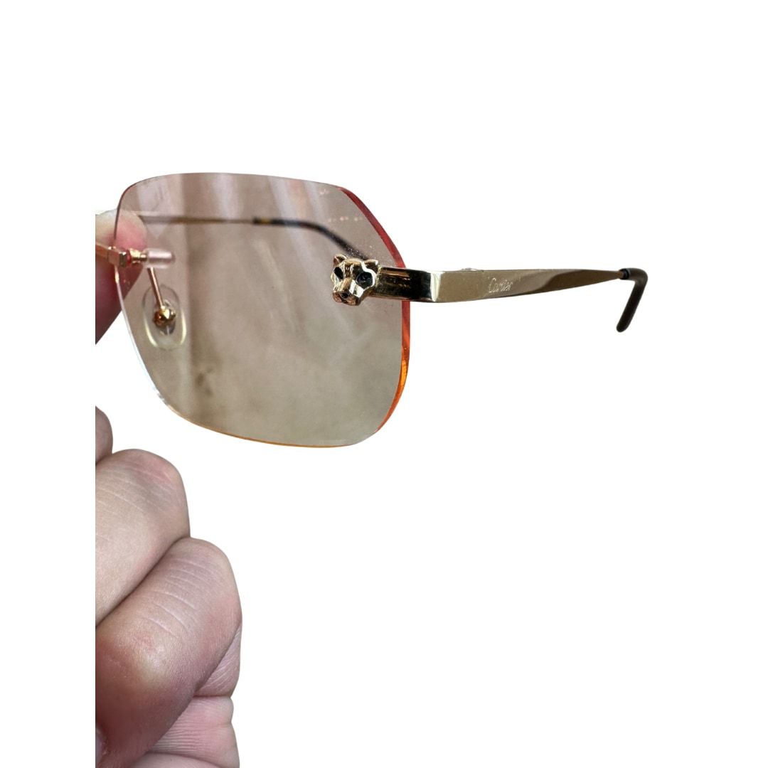 Cartier CT00280 gold Rimless Panthere Eyeglasses (Preowned OS) - Pre-Owned