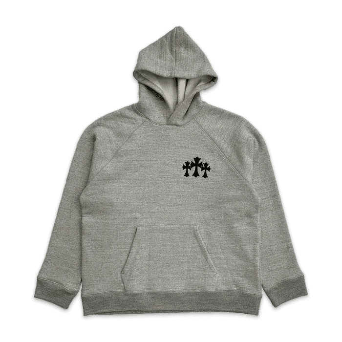 Chrome Hearts Triple Cross Nylon CH Logo Hoodie Grey