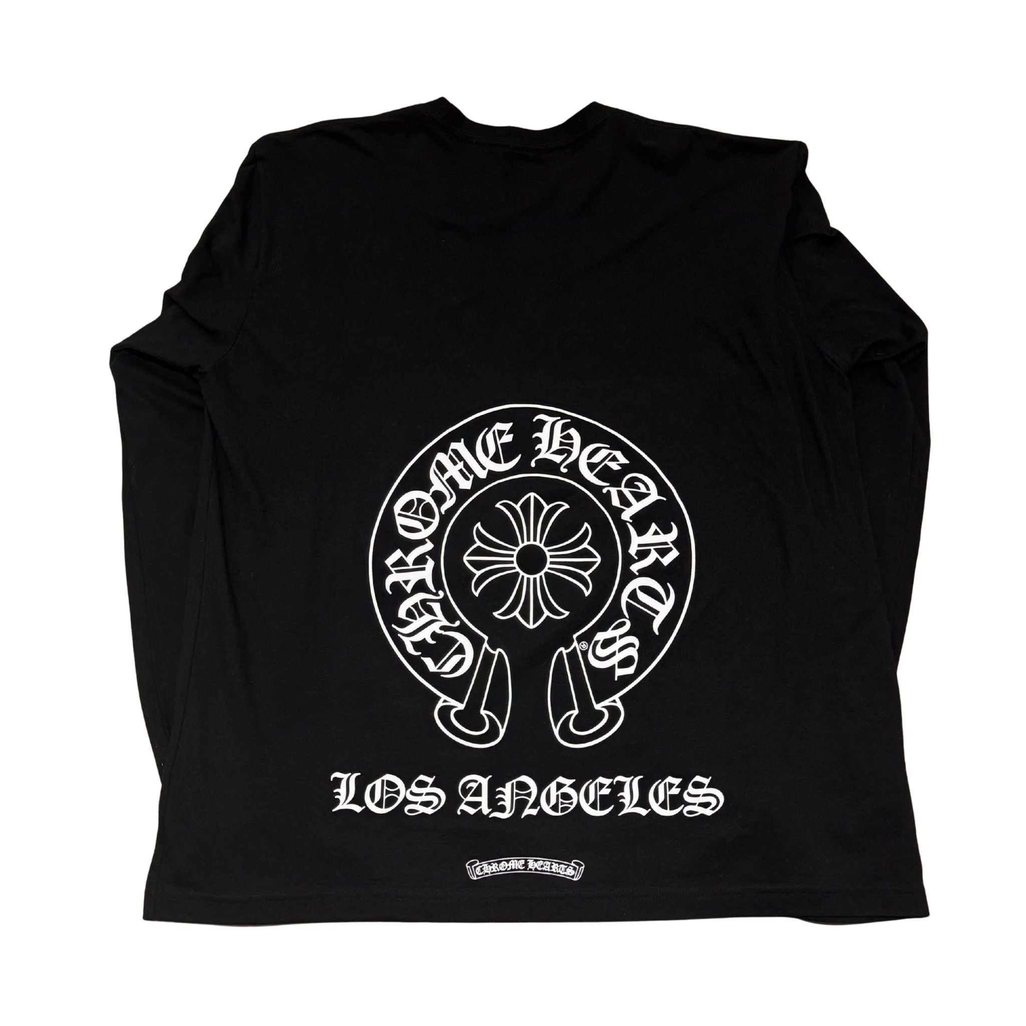 Chrome Hearts Floral Horseshoe Logo Los Angeles Exclusive L/S T-Shirt Black (Preowned Size XXL) - Pre-Owned