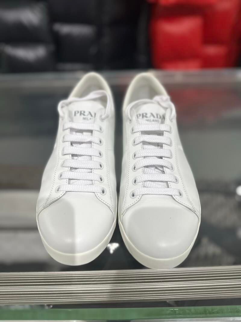 Prada Downtown Leather Sneakers White - Pre-Owned Size 40/ US 8 (No Original Box)
