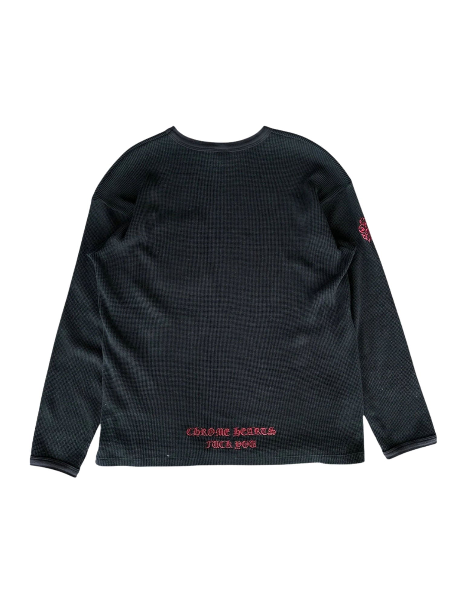Chrome Hearts Embroidered  Dagger Waffle Thermal L/S T-Shirt  Black