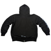 Chrome Hearts Blue Letters Sleeve Thermal Zip-Up Hoodie Black - Pre-Owned Size L , Fits M