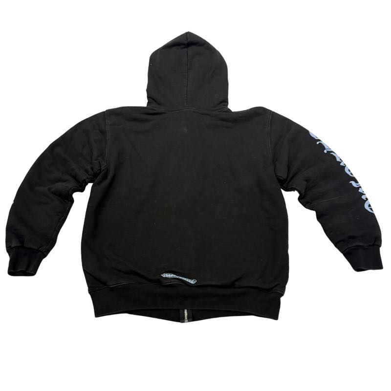 Chrome Hearts Blue Letters Sleeve Thermal Zip-Up Hoodie Black - Pre-Owned Size L , Fits M