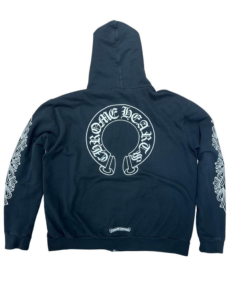 Chrome Hearts Floral Horseshoe Logo Zip Up Hoodie Black - Worn Once Size L