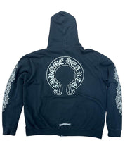 Chrome Hearts Floral Horseshoe Logo Zip Up Hoodie Black - Worn Once Size L