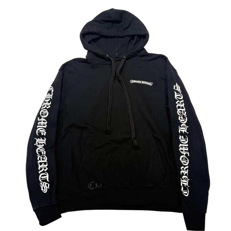 Chrome Hearts Scroll Logo Pullover Hoodie Black - Lightly Pre-Owned Size L