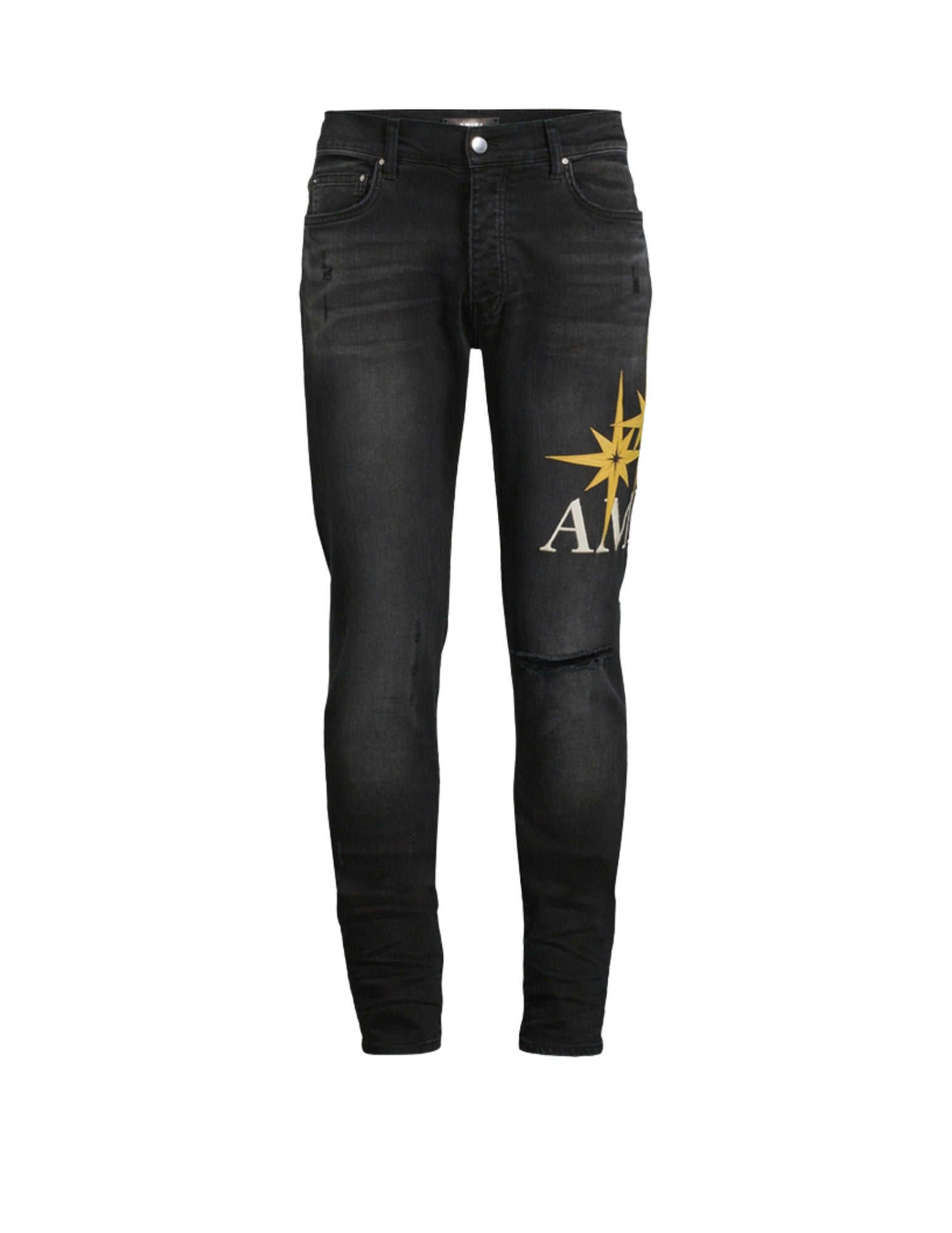 Amiri Starburst Appliqué Skinny Jeans Black