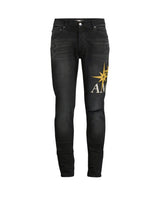 Amiri Starburst Appliqué Skinny Jeans Black