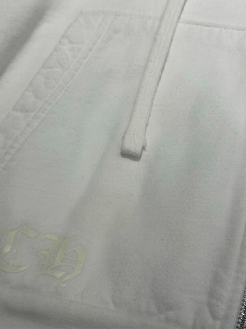 Chrome Hearts Glow In The Dark Horseshoe Zip-Up Hoodie White - Pre-Owned Size M