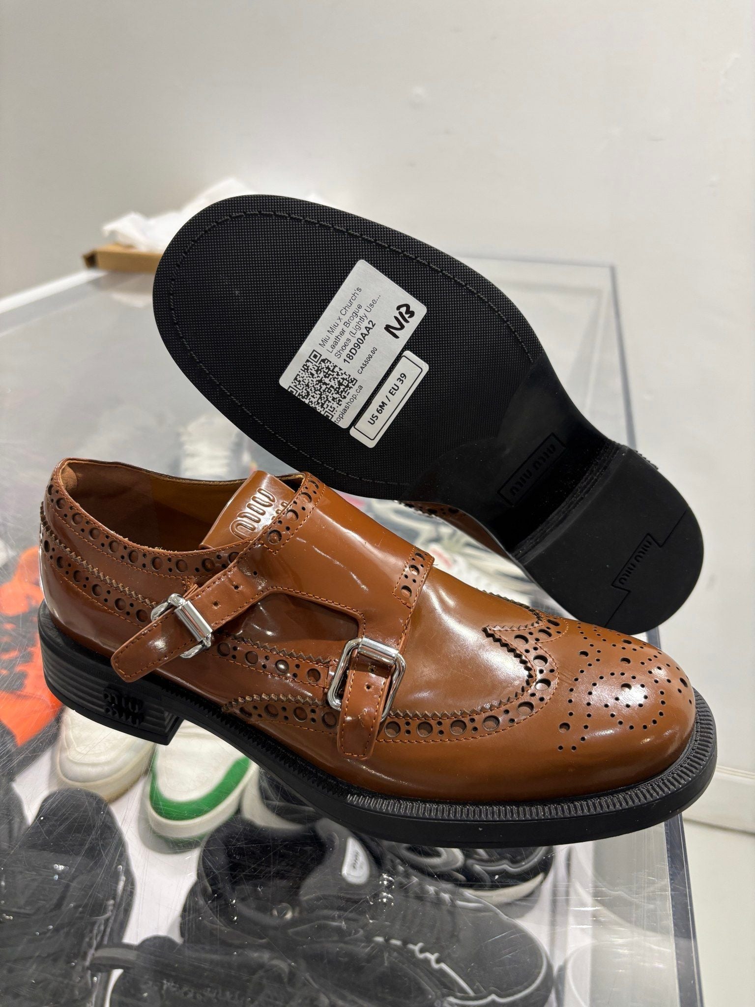 Miu Miu x Church's Leather Brogue Shoes - Pre-Owned size 6 (No Original Box)