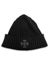 Chrome Hearts Plus Cross Leather Patch Cashmere Knit Beanie Black