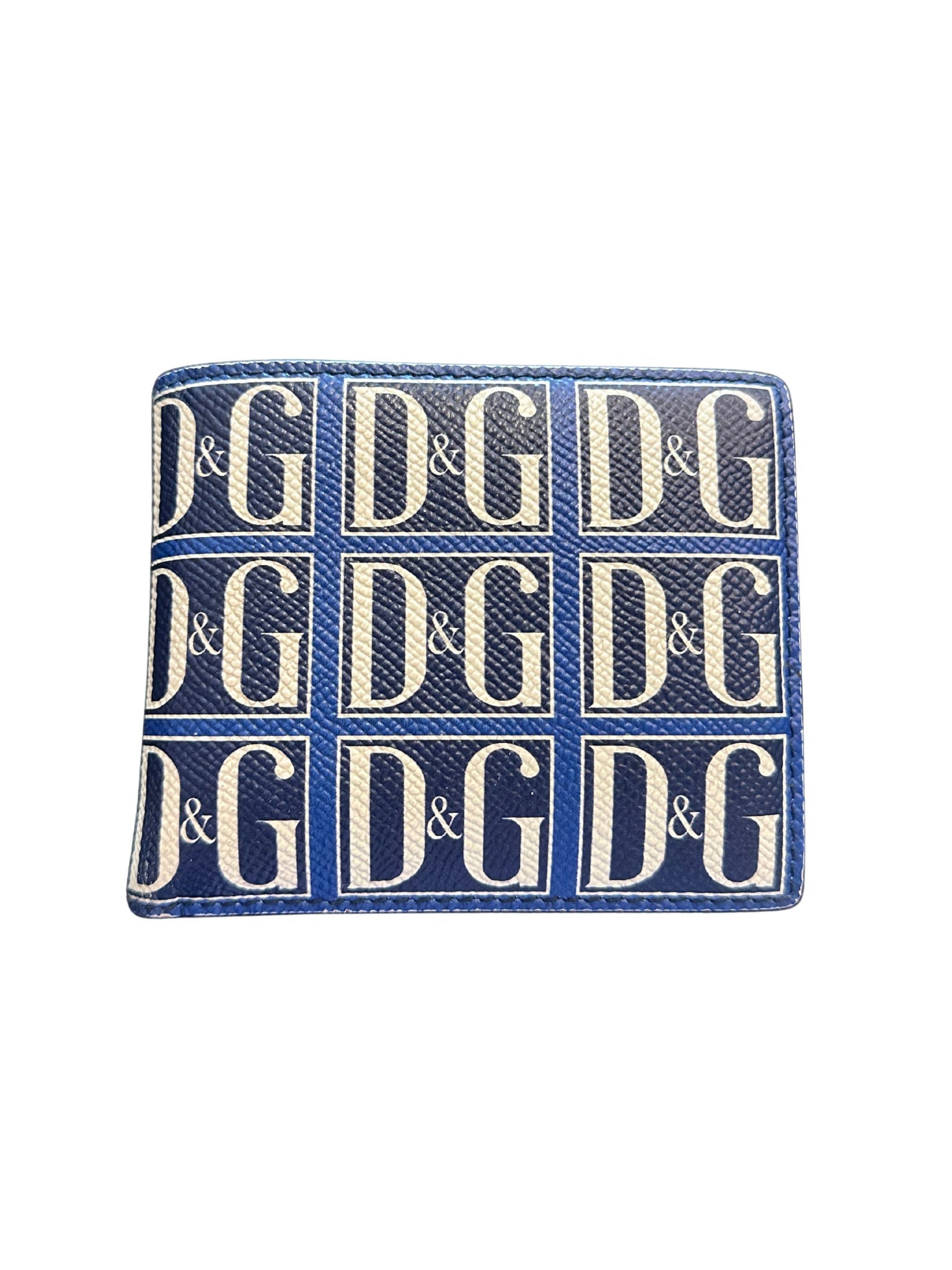 Dolce & Gabbana Logos Men's Blue Leather Bifold Wallet (Lightly Preowned) - Pre-Owned