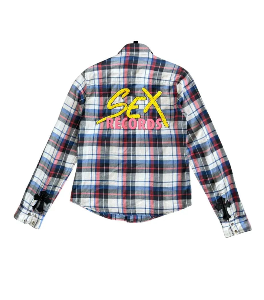 Chrome Hearts Matty Boy Sex Records Cross Patch Flannel - Pre-Owned Size S
