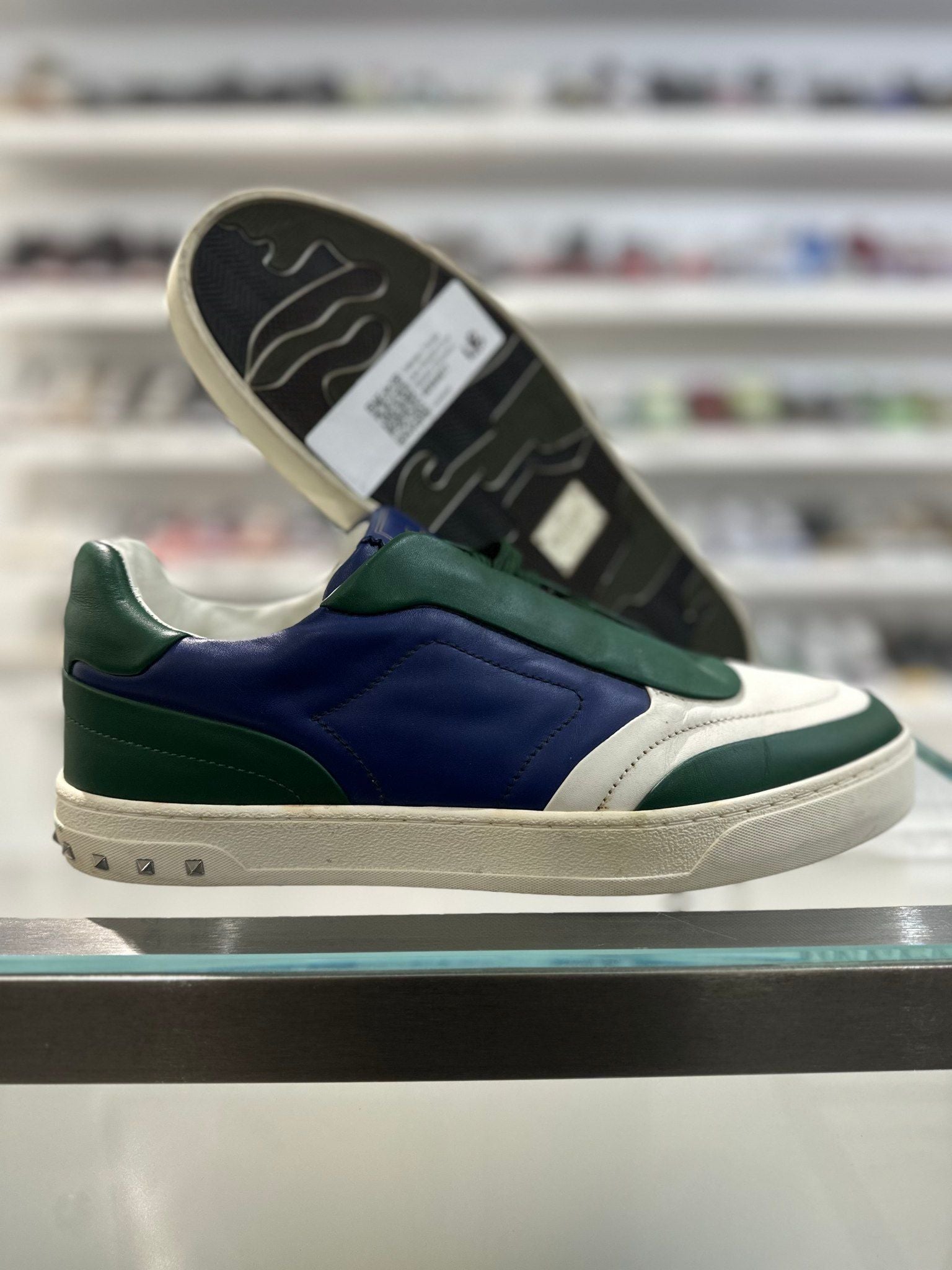 Valentino Tricolor Lace Studded Crew Sneaker - Pre-Owned Size 42 (No original box)