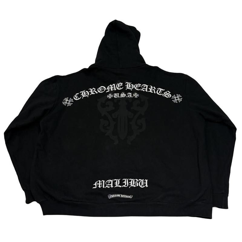 Chrome Hearts Malibu Exclusive Dagger Shoulder Logo Zip-Up Hoodie Black - Pre-Owned Size XXL