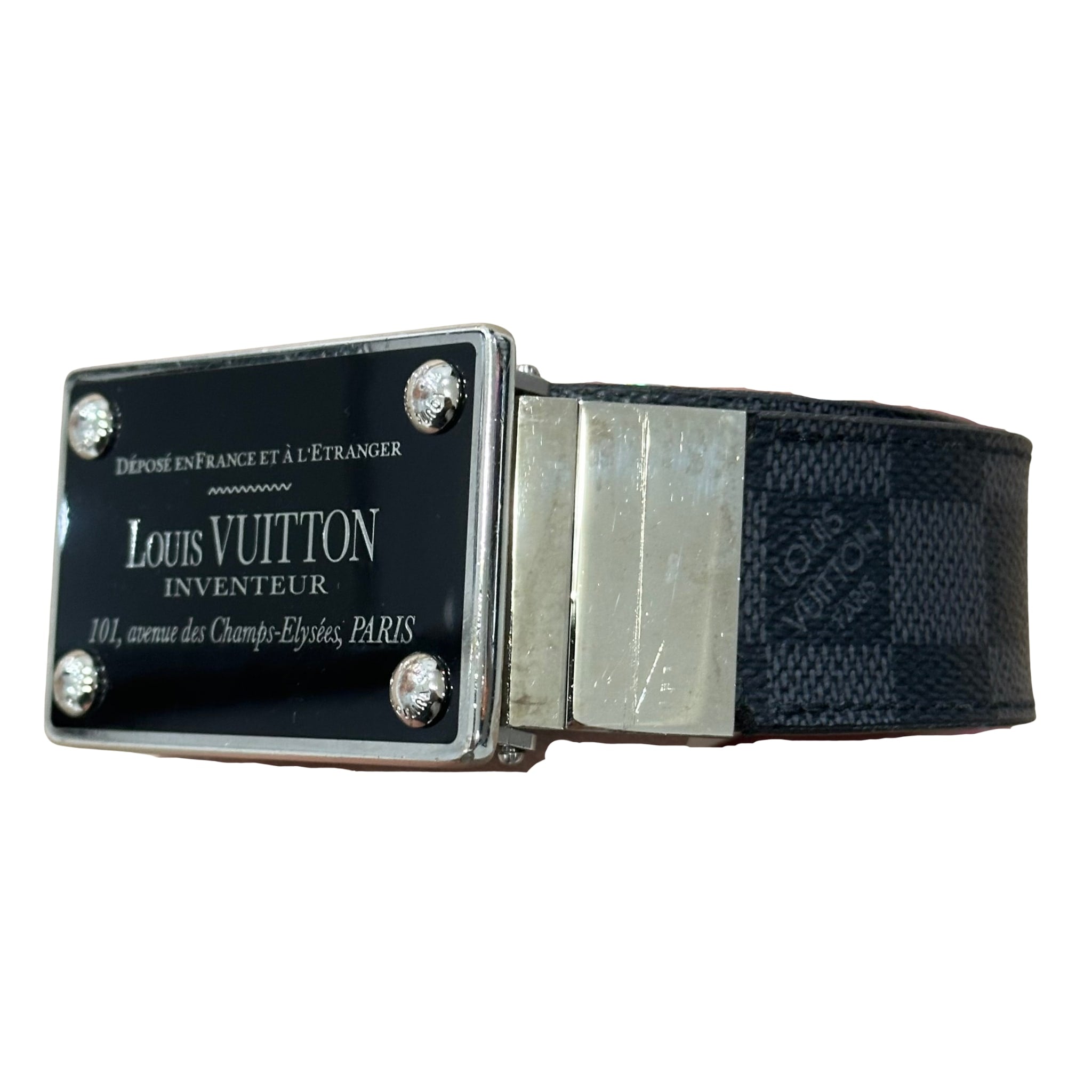 Louis Vuitton Damier Graphite 35mm LV Inventeur Reversible Belt (Preowned Size 95) - Pre-Owned