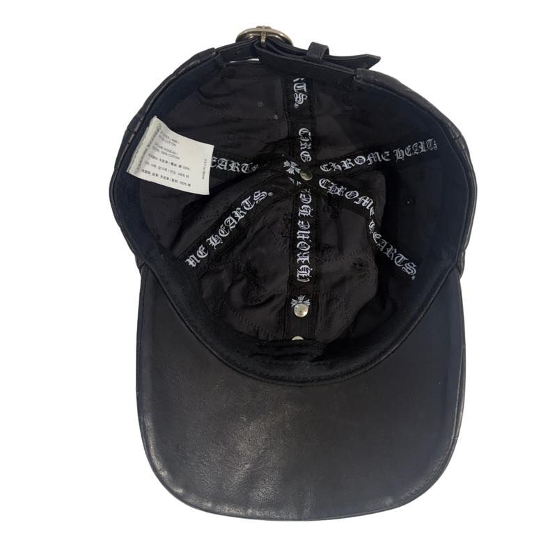 Chrome Hearts Spiderweb Silver Cross Hunslinger Belt Leather Hat Black - Lightly Pre-Owned