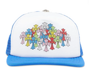 Chrome Hearts Multi Color Crosses Trucker Hat Blue/White