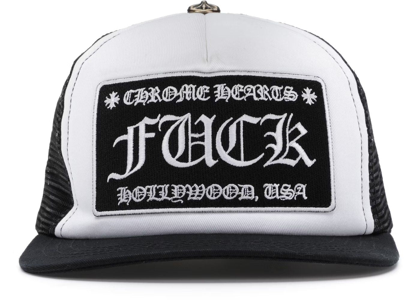 Chrome Hearts CH Fuck Hollywood Trucker Hat Black/White