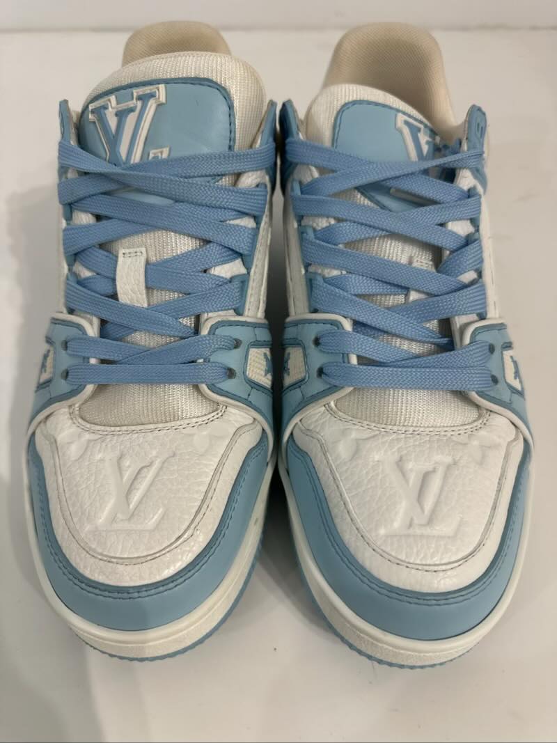 Louis Vuitton LV Trainer Baby Blue White - Pre-Owned Size 4.5Y (No Original Box)