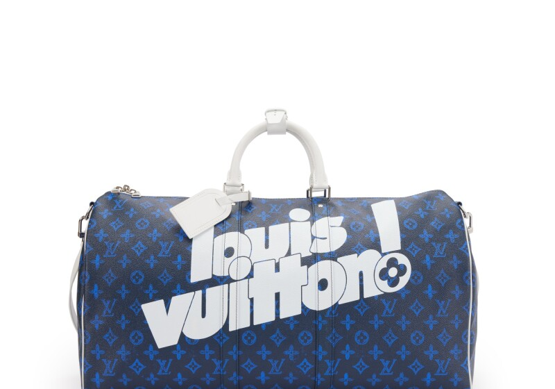 Louis Vuitton Virgil Abloh Blue Vintage Monogram Coated Canvas Everyday Keepall Bandoulière (Lightly Used)