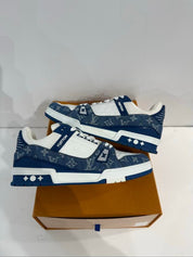 Louis Vuitton LV Trainer Monogram Denim White Blue - Lightly Used Size 11