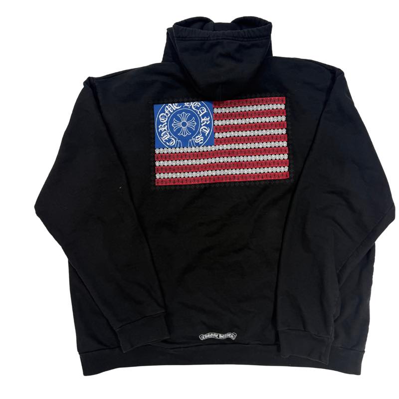 Chrome Hearts American Flag Pullover Hoodie Black - Pre-Owned Size XXL