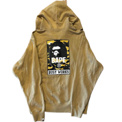 Bape Busy Works Logo Print Full-Zip Hoodie Tan