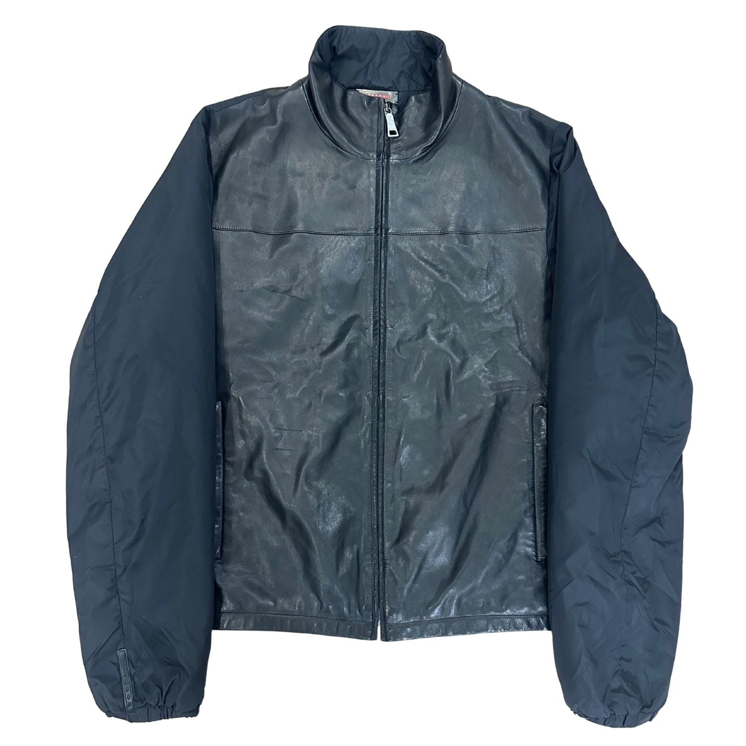 Prada 2000s Nappa Leather Nylon Jacket (Preowned Size L) - Pre-Owned