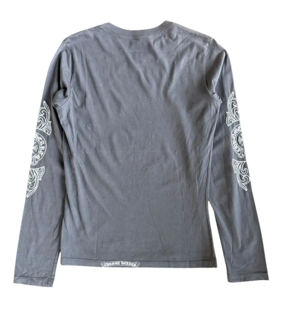 Chrome Hearts Vintage Horseshoe Floral Sleeve L/S T-Shirt Grey