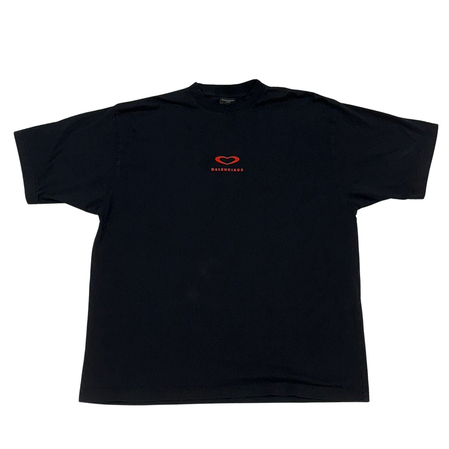 Balenciaga Embroidered Heart Logo T-Shirt Black - Lightly Pre-Owned Size M