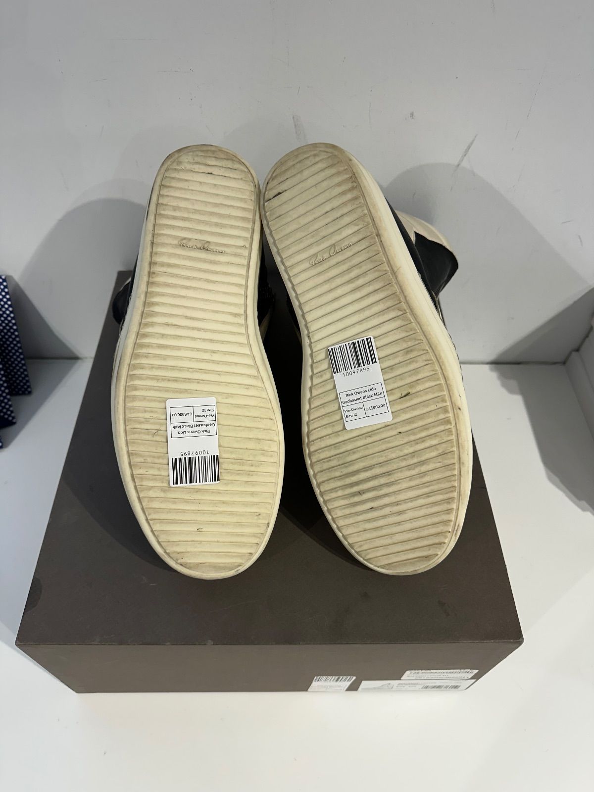 Rick Owens Lido Geobasket Black Milk - Pre-Owned Size 12