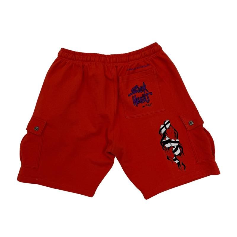 Chrome Hearts Matty Boy Sadistic Lipstick Cargo Shorts Red - Lightly Pre-Owned Size XXL