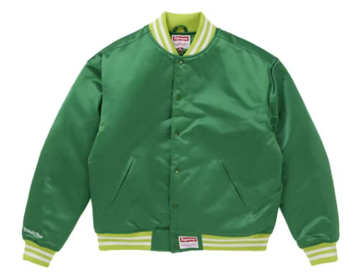 Supreme Mitchell & Ness Satin Varsity Jacket (FW24) Green