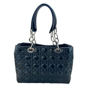 Dior Dark Green Cannage Quilted Patent Leather Shopping Tote Bag - Pre-Owned