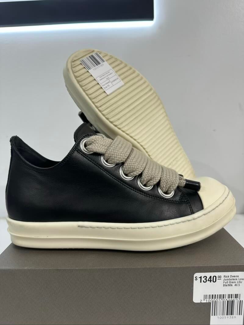 Rick Owens Ramone Jumbo laced Low Sneakers Black - Pre-Owned Size 7.5