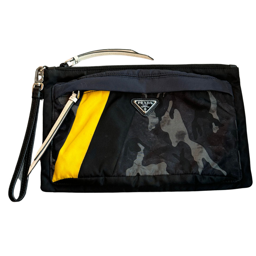 Prada Tessuto Nylon Saffiano Patch Camouflage Pouch - Pre-Owned