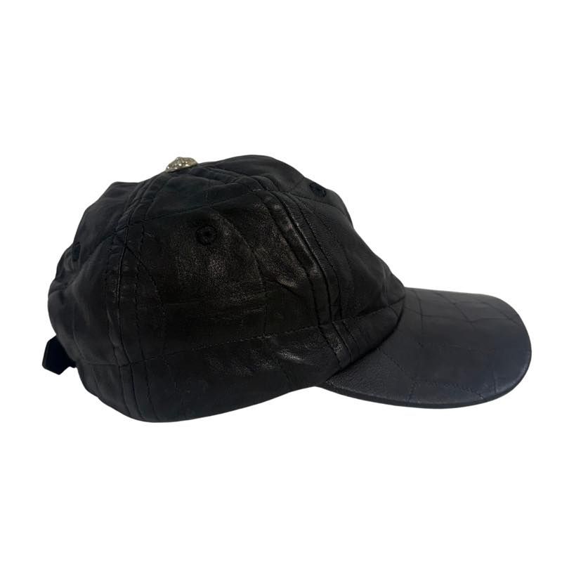 Chrome Hearts Spiderweb Silver Cross Hunslinger Belt Leather Hat Black - Lightly Pre-Owned