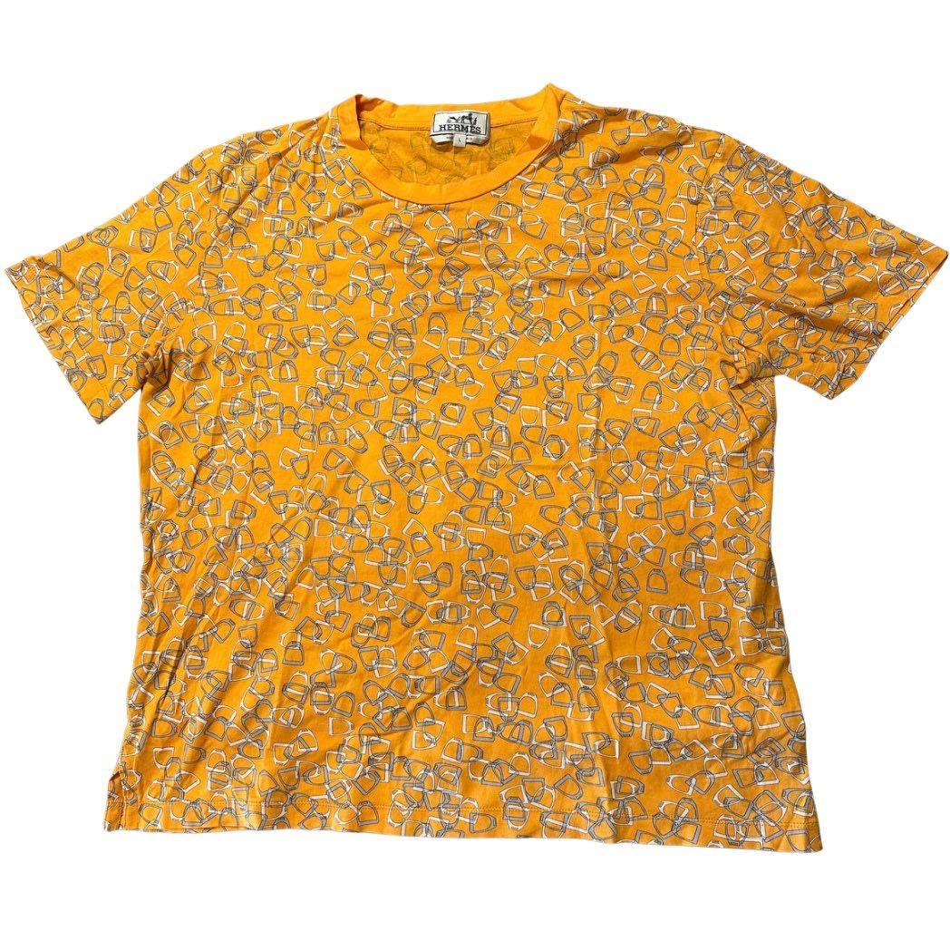 Hermes All-Over Print T-Shirt Yellow - Pre-Owned Size L , Fits M