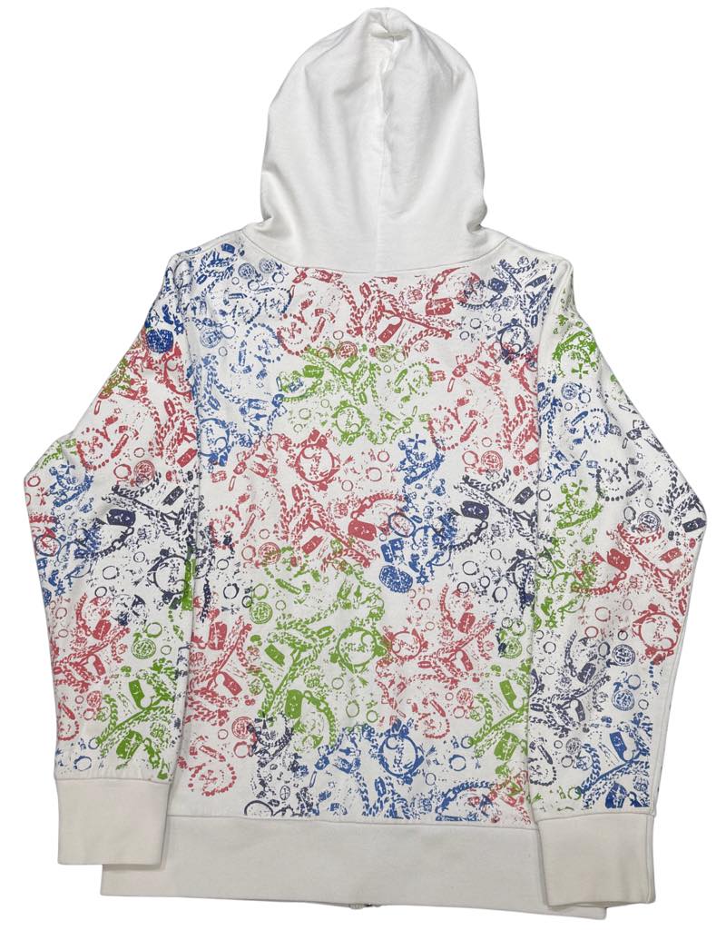 Chrome Hearts All Over Logo Zip-Up Hoodie White/Multicolour - Gently Pre-Owned Size M