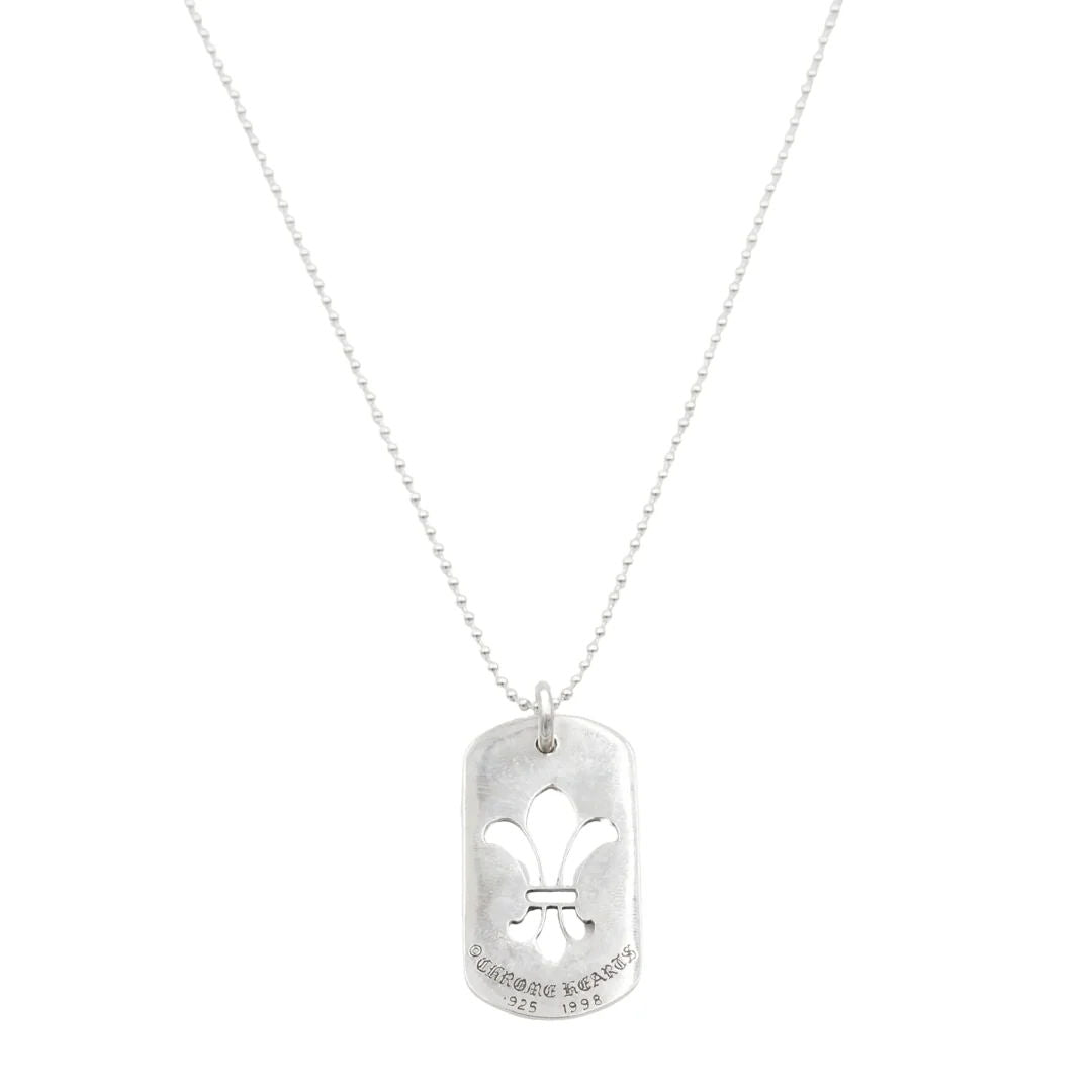 Chrome Hearts Cutout Fleur Dog Tag w/ 30 Inch Ball Chain