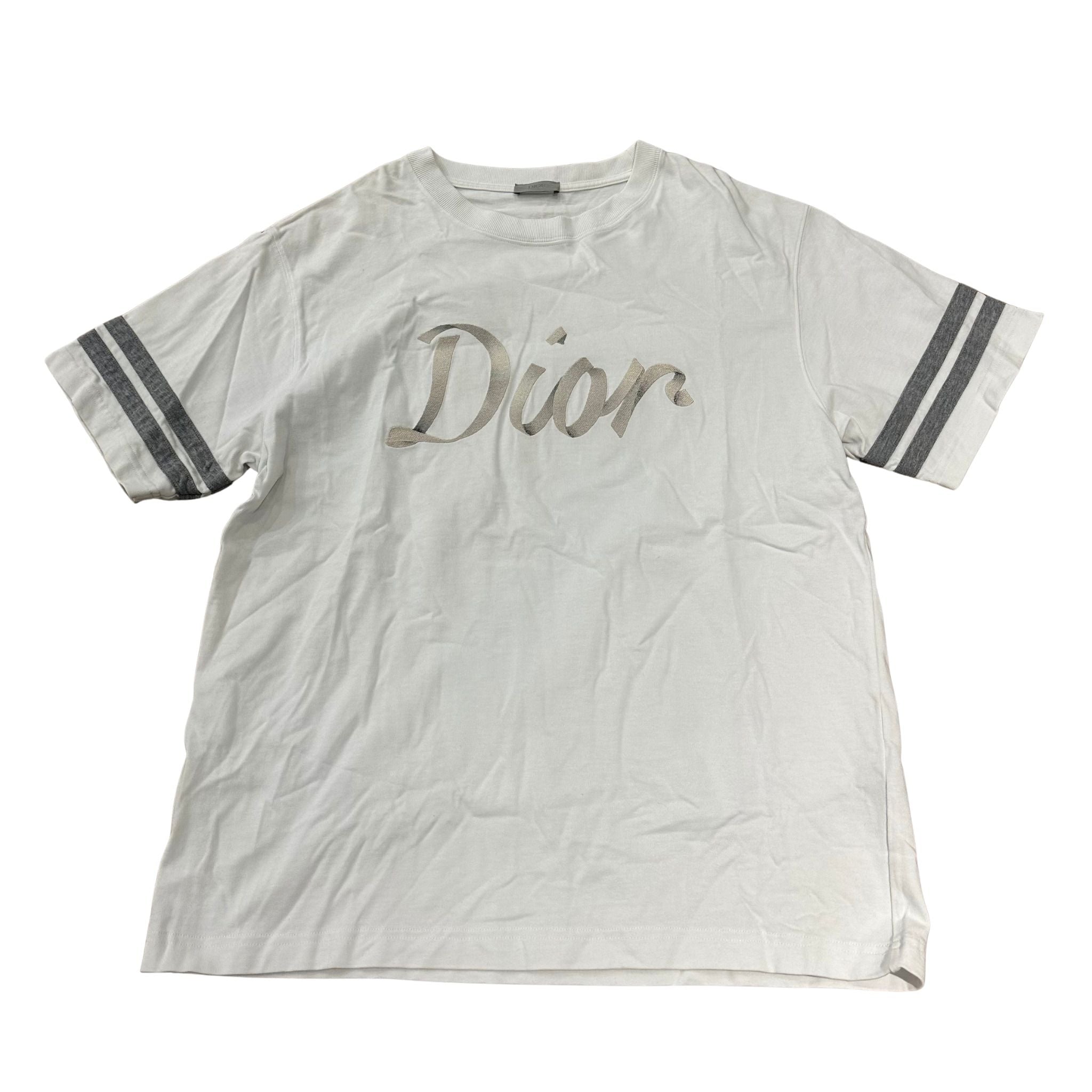 Dior Relaxed Fit Ribbon Logo T-Shirt White (Preowned Size XL) - Pre-Owned