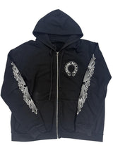 Chrome Hearts Floral Horseshoe Logo Zip Up Hoodie Black - Lightly Pre-Owned Size XL