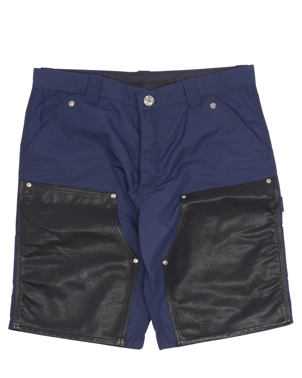 Chrome Hearts Leather Double Knee Carpenter Shorts Navy