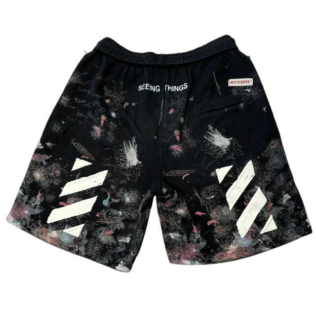 Off-White Seeing Things Galaxy Diagonal Shorts Black - Pre-Owned Size XL