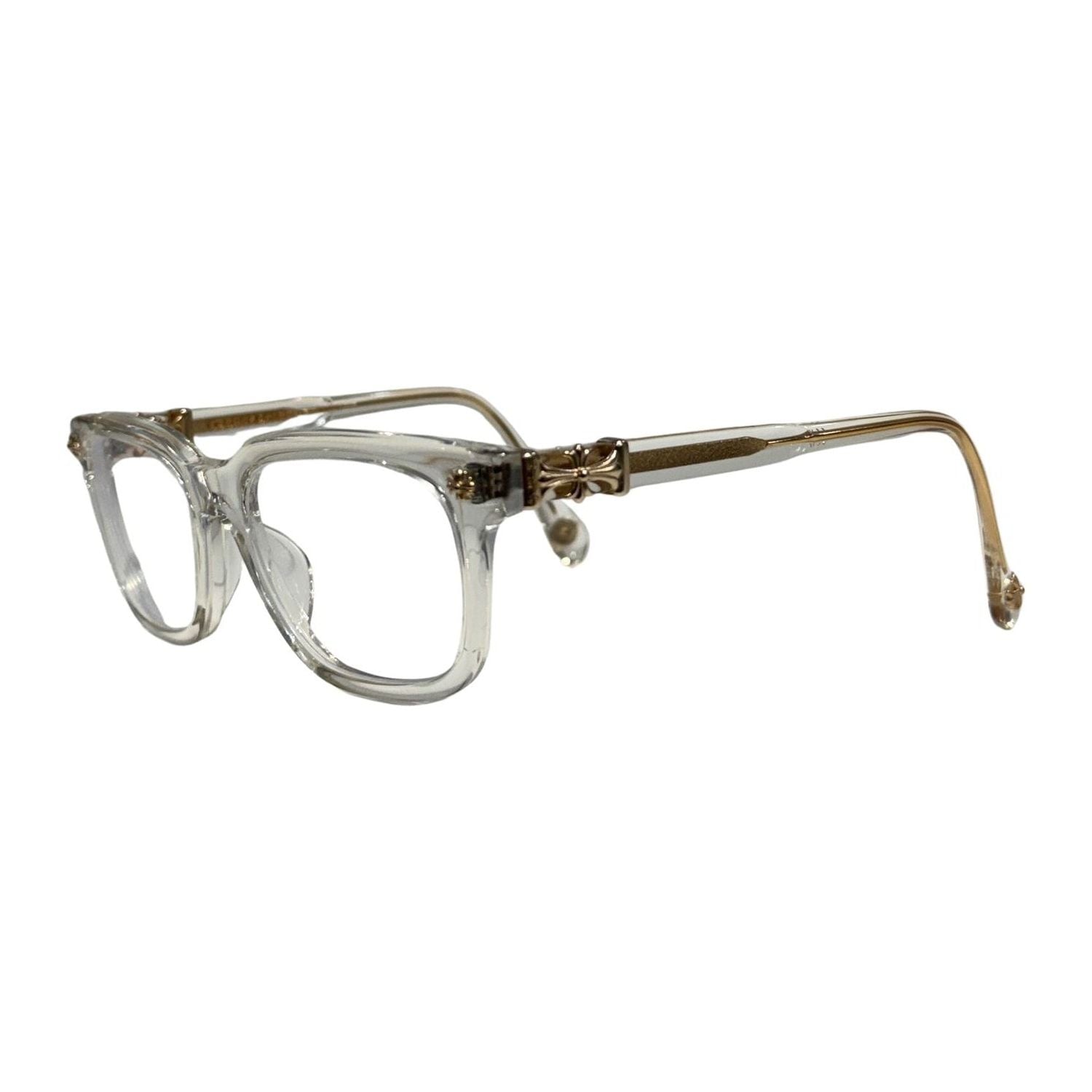 Chrome Hearts Cox Ucker Crystal Gold Clear Glasses - Worn Once