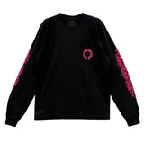 Chrome Hearts Pink Floral Horseshoe L/S T-Shirt Black