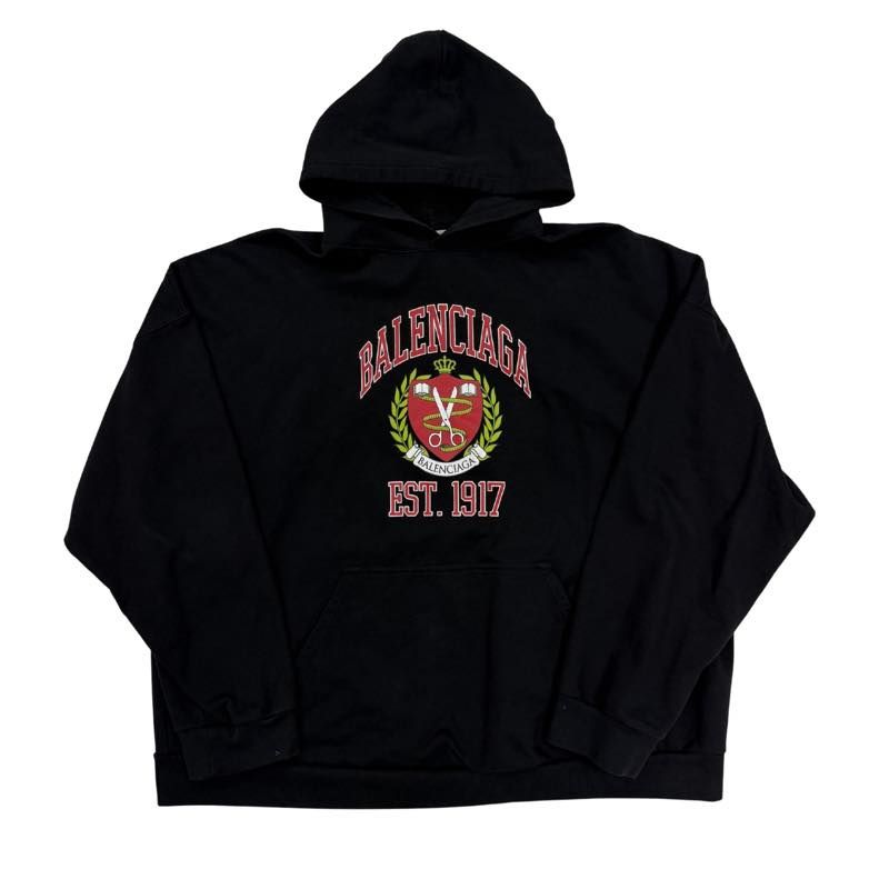 Balenciaga College Logo Hoodie Black - Lightly Used Size XL
