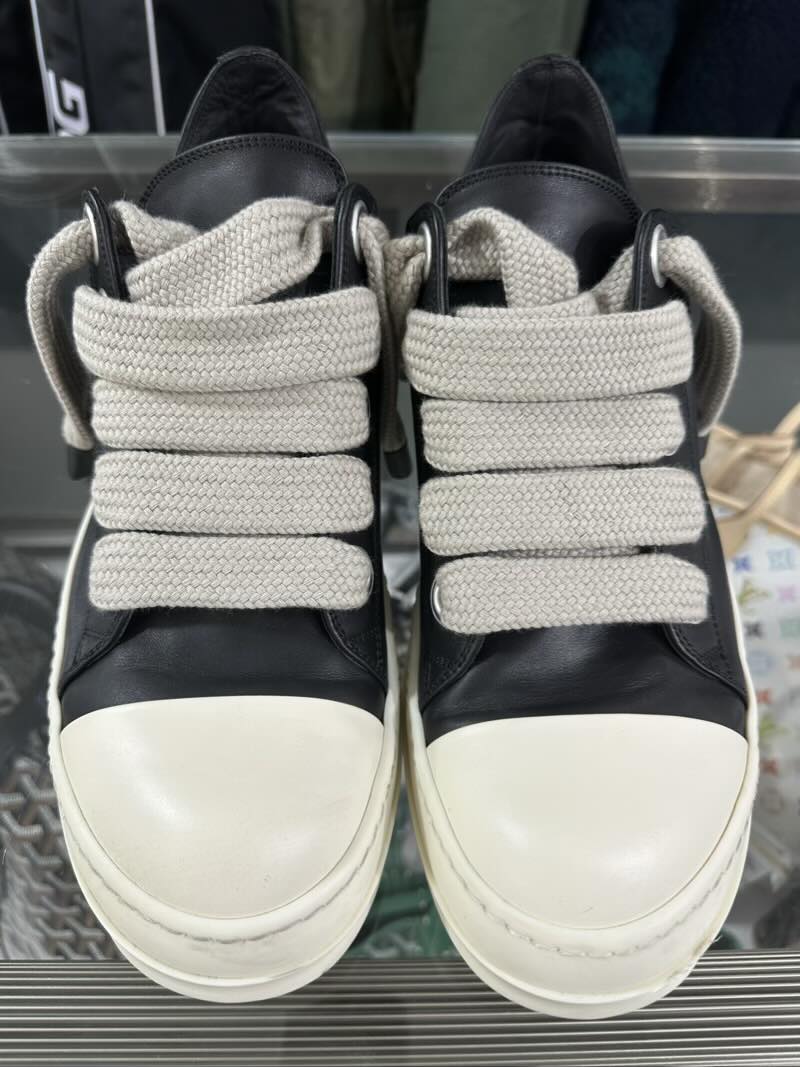Rick Owens Temple Jumbolaced Sneakers Black/Milk - Pre-Owned Size 10.5 (No original box)