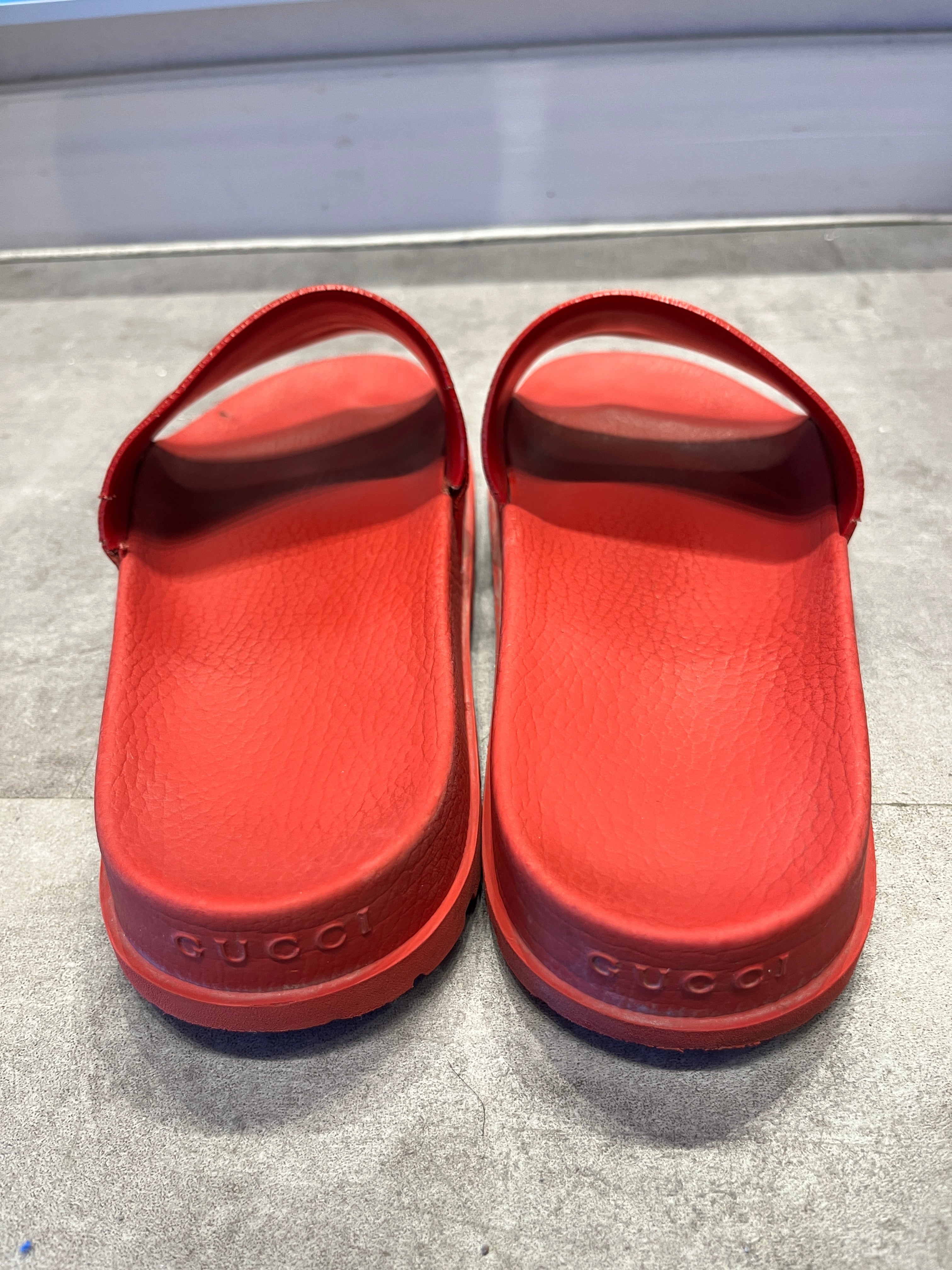 Gucci Ghost Princetown Skull Leather Slides Red (Preowned)